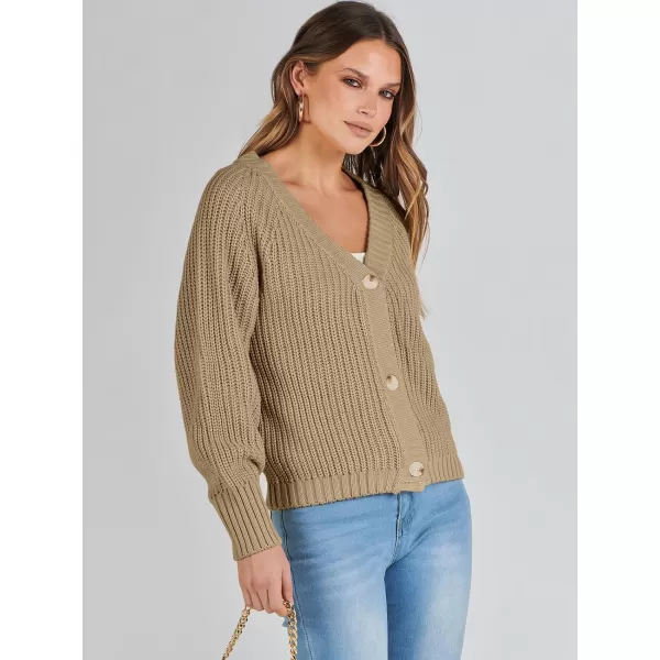 Caracilia Women's Chunky Cardigans Sweaters Open Front Long Sleeve Cute Knit Button Loose Short Cozy Outerwear 2023 Fall Coat
