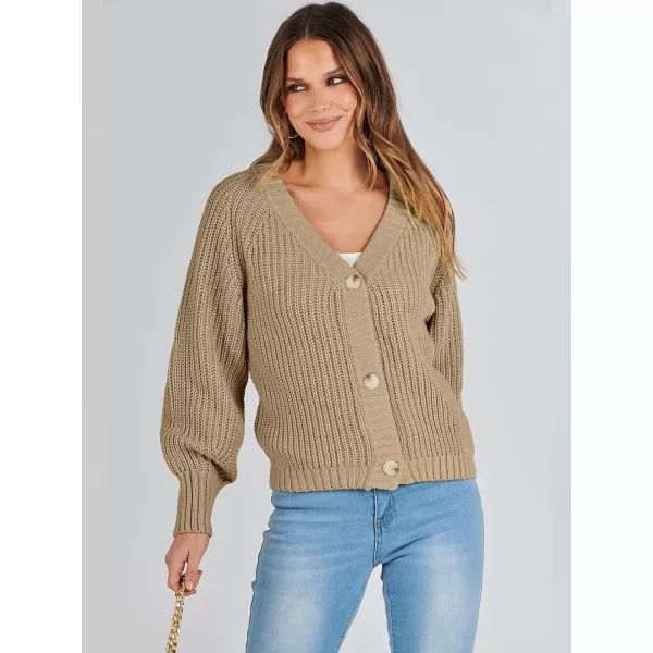 Caracilia Women's Chunky Cardigans Sweaters Open Front Long Sleeve Cute Knit Button Loose Short Cozy Outerwear 2023 Fall Coat