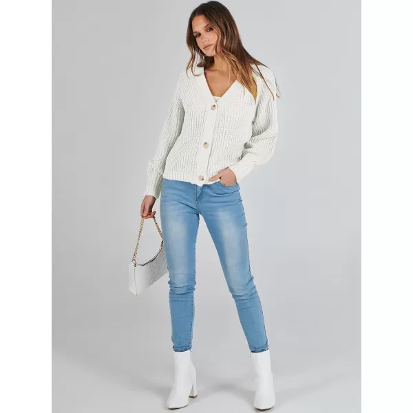 Caracilia Women's Chunky Cardigans Sweaters Open Front Long Sleeve Cute Knit Button Loose Short Cozy Outerwear 2023 Fall Coat