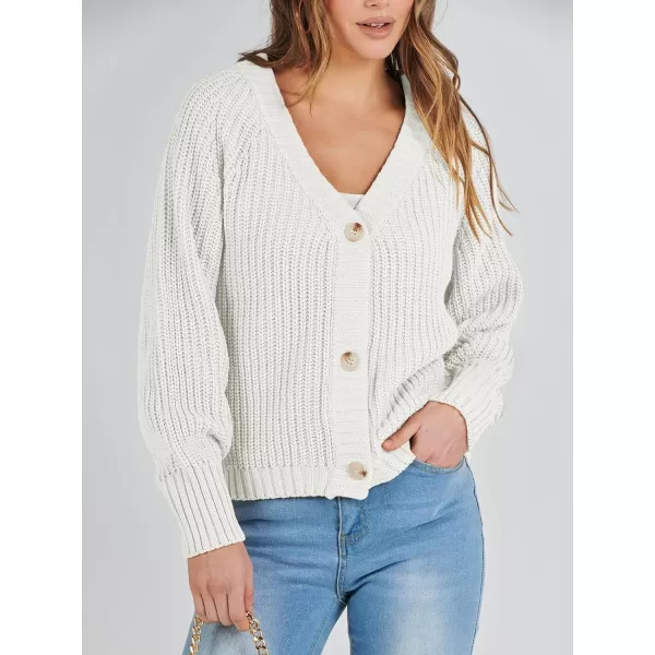 Caracilia Women's Chunky Cardigans Sweaters Open Front Long Sleeve Cute Knit Button Loose Short Cozy Outerwear 2023 Fall Coat