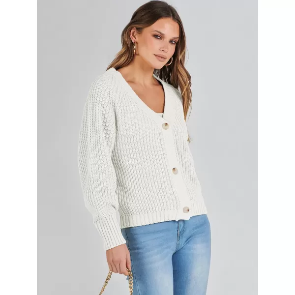 Caracilia Women's Chunky Cardigans Sweaters Open Front Long Sleeve Cute Knit Button Loose Short Cozy Outerwear 2023 Fall Coat