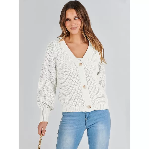 Caracilia Women's Chunky Cardigans Sweaters Open Front Long Sleeve Cute Knit Button Loose Short Cozy Outerwear 2023 Fall Coat