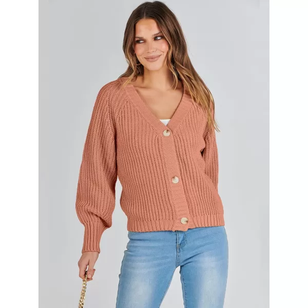 Caracilia Women's Chunky Cardigans Sweaters Open Front Long Sleeve Cute Knit Button Loose Short Cozy Outerwear 2023 Fall Coat