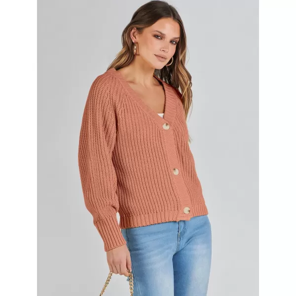Caracilia Women's Chunky Cardigans Sweaters Open Front Long Sleeve Cute Knit Button Loose Short Cozy Outerwear 2023 Fall Coat