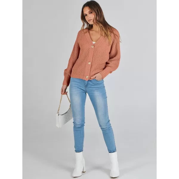 Caracilia Women's Chunky Cardigans Sweaters Open Front Long Sleeve Cute Knit Button Loose Short Cozy Outerwear 2023 Fall Coat