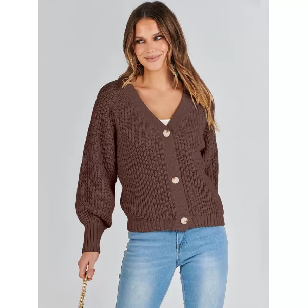Caracilia Women's Chunky Cardigans Sweaters Open Front Long Sleeve Cute Knit Button Loose Short Cozy Outerwear 2023 Fall Coat