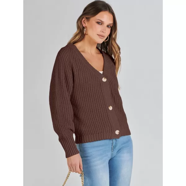 Caracilia Women's Chunky Cardigans Sweaters Open Front Long Sleeve Cute Knit Button Loose Short Cozy Outerwear 2023 Fall Coat