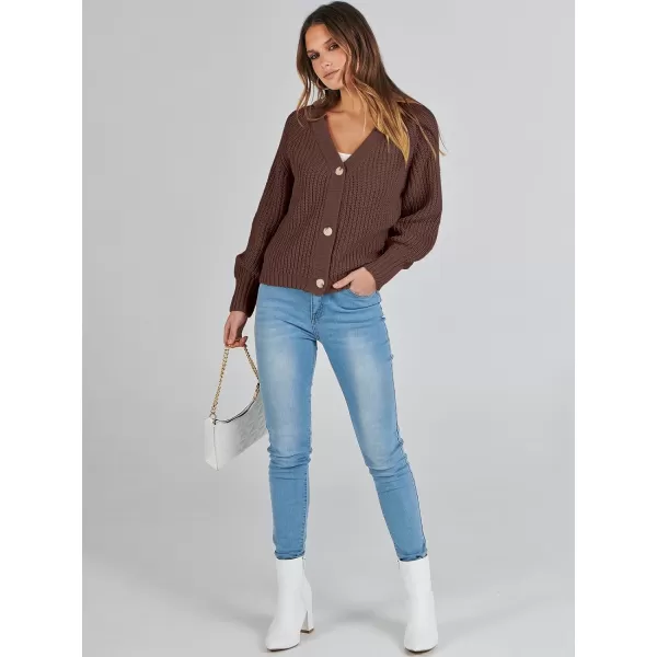 Caracilia Women's Chunky Cardigans Sweaters Open Front Long Sleeve Cute Knit Button Loose Short Cozy Outerwear 2023 Fall Coat