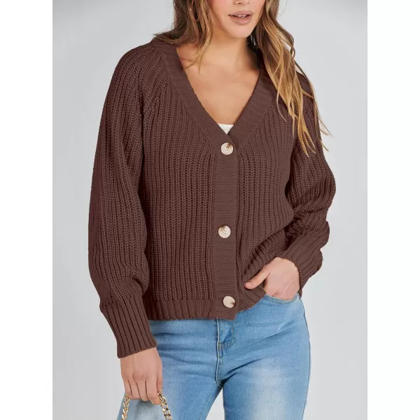 Caracilia Women's Chunky Cardigans Sweaters Open Front Long Sleeve Cute Knit Button Loose Short Cozy Outerwear 2023 Fall Coat