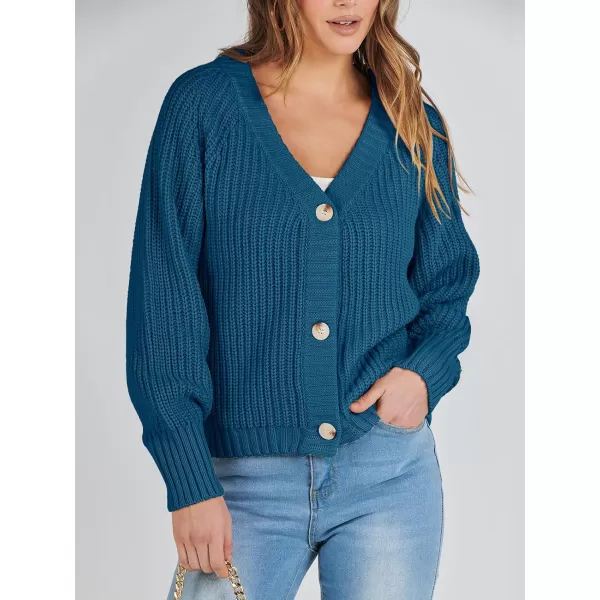 Caracilia Women's Chunky Cardigans Sweaters Open Front Long Sleeve Cute Knit Button Loose Short Cozy Outerwear 2023 Fall Coat