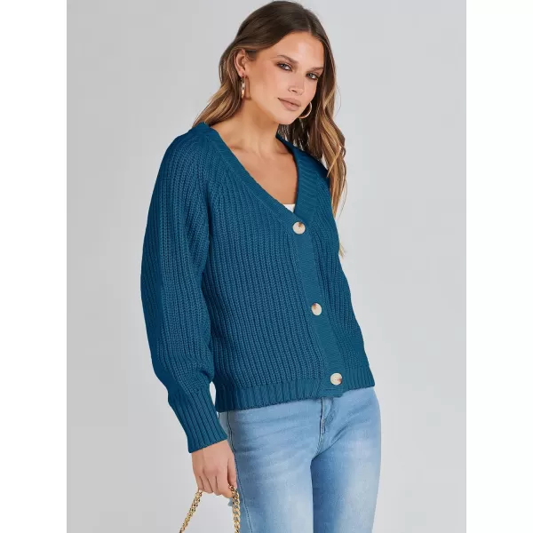 Caracilia Women's Chunky Cardigans Sweaters Open Front Long Sleeve Cute Knit Button Loose Short Cozy Outerwear 2023 Fall Coat