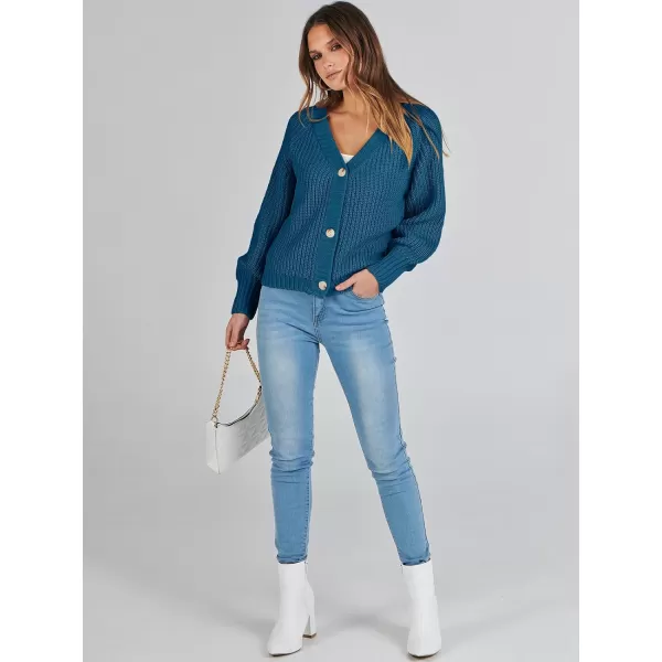 Caracilia Women's Chunky Cardigans Sweaters Open Front Long Sleeve Cute Knit Button Loose Short Cozy Outerwear 2023 Fall Coat