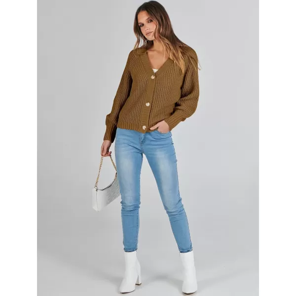 Caracilia Women's Chunky Cardigans Sweaters Open Front Long Sleeve Cute Knit Button Loose Short Cozy Outerwear 2023 Fall Coat