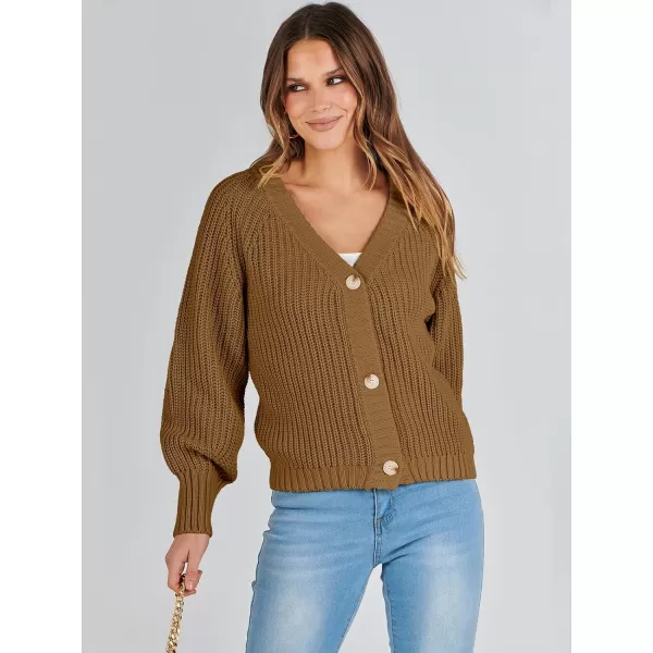 Caracilia Women's Chunky Cardigans Sweaters Open Front Long Sleeve Cute Knit Button Loose Short Cozy Outerwear 2023 Fall Coat