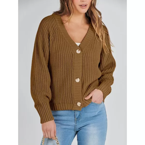 Caracilia Women's Chunky Cardigans Sweaters Open Front Long Sleeve Cute Knit Button Loose Short Cozy Outerwear 2023 Fall Coat