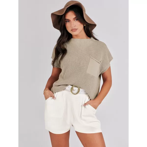 Caracilia Women's Fashion Two Piece Outfits Summer Short Sets knit Pullover Tops and Shorts Lounge Sweater Set Tracksuit