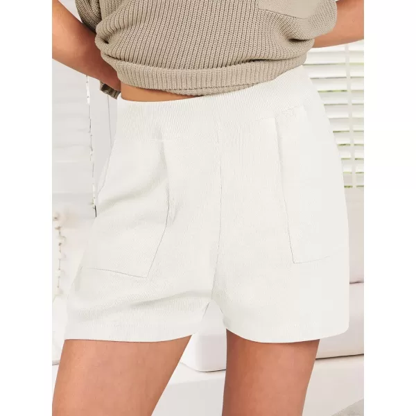 Caracilia Women's Fashion Two Piece Outfits Summer Short Sets knit Pullover Tops and Shorts Lounge Sweater Set Tracksuit