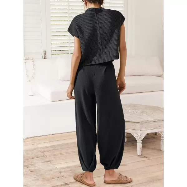Caracilia Women's Fashion Two Piece Outfits Sweater Sets Cozy Knit Tops &amp; Casual Pants Tracksuit Lounge Sets