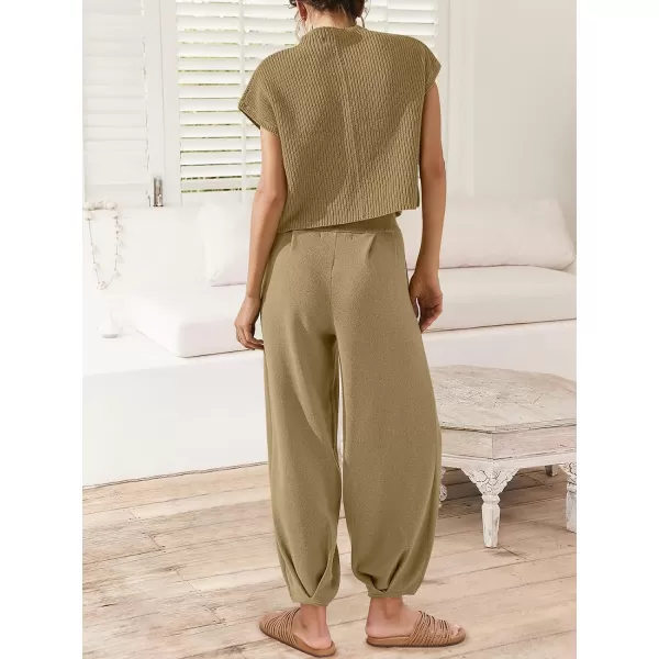 Caracilia Women's Fashion Two Piece Outfits Sweater Sets Cozy Knit Tops &amp; Casual Pants Tracksuit Lounge Sets