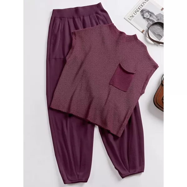 Caracilia Women's Fashion Two Piece Outfits Sweater Sets Cozy Knit Tops &amp; Casual Pants Tracksuit Lounge Sets