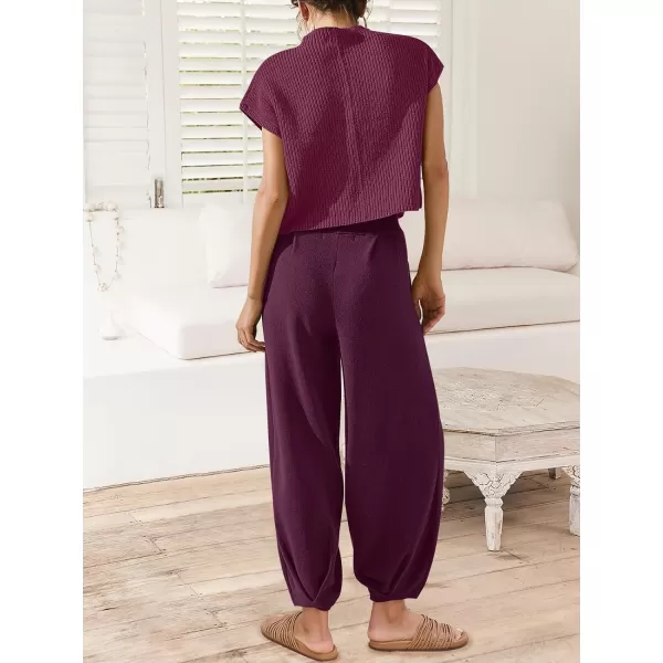 Caracilia Women's Fashion Two Piece Outfits Sweater Sets Cozy Knit Tops &amp; Casual Pants Tracksuit Lounge Sets