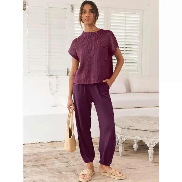 Caracilia Women's Fashion Two Piece Outfits Sweater Sets Cozy Knit Tops &amp; Casual Pants Tracksuit Lounge Sets