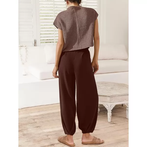 Caracilia Women's Fashion Two Piece Outfits Sweater Sets Cozy Knit Tops &amp; Casual Pants Tracksuit Lounge Sets