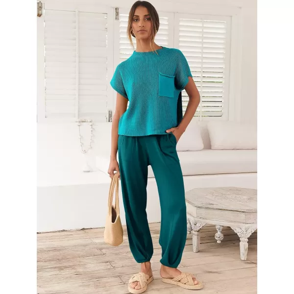 Caracilia Women's Fashion Two Piece Outfits Sweater Sets Cozy Knit Tops &amp; Casual Pants Tracksuit Lounge Sets