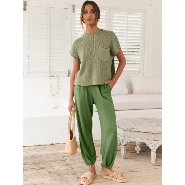 Caracilia Women's Fashion Two Piece Outfits Sweater Sets Cozy Knit Tops &amp; Casual Pants Tracksuit Lounge Sets