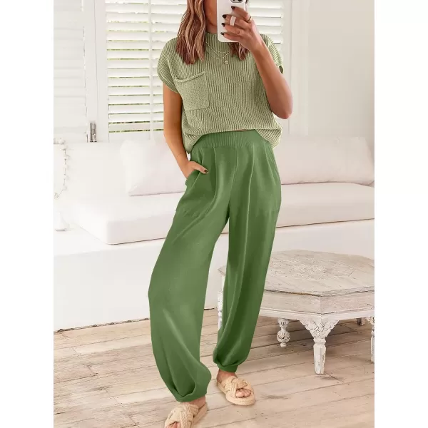 Caracilia Women's Fashion Two Piece Outfits Sweater Sets Cozy Knit Tops &amp; Casual Pants Tracksuit Lounge Sets
