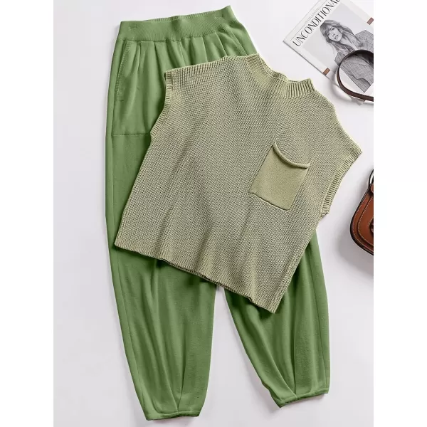 Caracilia Women's Fashion Two Piece Outfits Sweater Sets Cozy Knit Tops &amp; Casual Pants Tracksuit Lounge Sets