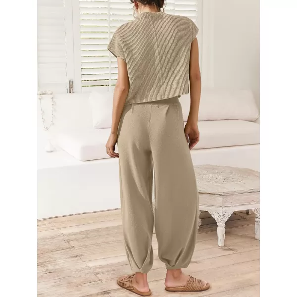 Caracilia Women's Fashion Two Piece Outfits Sweater Sets Cozy Knit Tops &amp; Casual Pants Tracksuit Lounge Sets