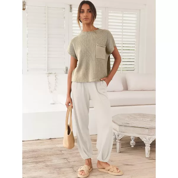 Caracilia Women's Fashion Two Piece Outfits Sweater Sets Cozy Knit Tops &amp; Casual Pants Tracksuit Lounge Sets