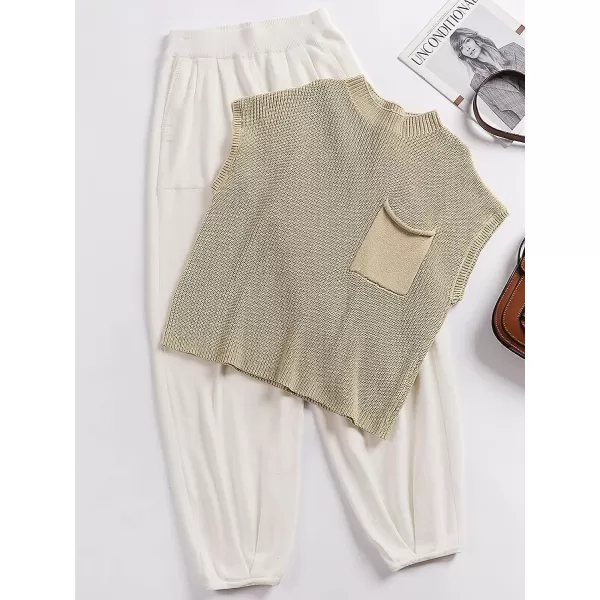 Caracilia Women's Fashion Two Piece Outfits Sweater Sets Cozy Knit Tops &amp; Casual Pants Tracksuit Lounge Sets