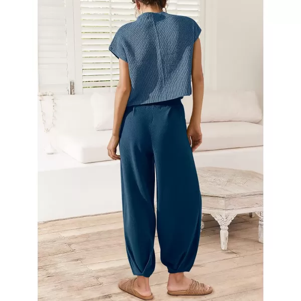 Caracilia Women's Fashion Two Piece Outfits Sweater Sets Cozy Knit Tops &amp; Casual Pants Tracksuit Lounge Sets
