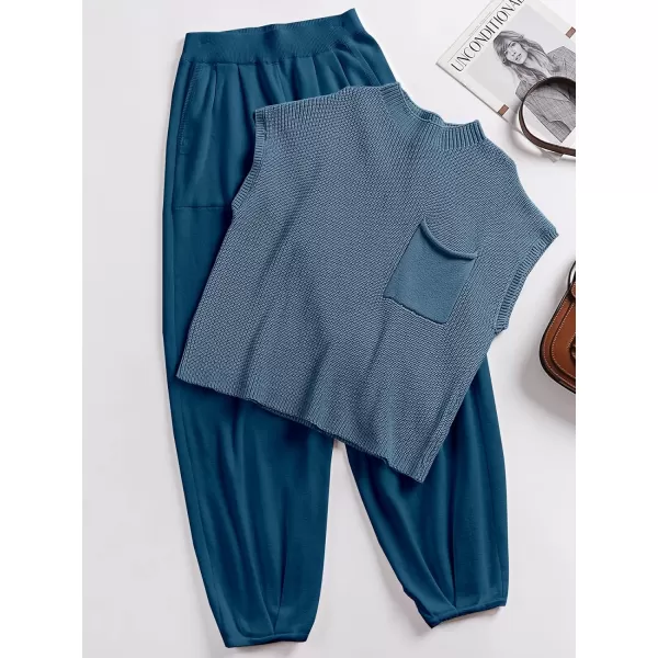 Caracilia Women's Fashion Two Piece Outfits Sweater Sets Cozy Knit Tops &amp; Casual Pants Tracksuit Lounge Sets