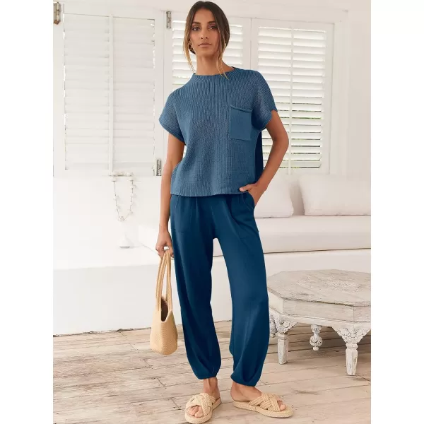 Caracilia Women's Fashion Two Piece Outfits Sweater Sets Cozy Knit Tops &amp; Casual Pants Tracksuit Lounge Sets