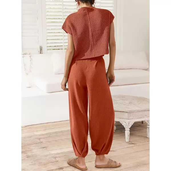 Caracilia Women's Fashion Two Piece Outfits Sweater Sets Cozy Knit Tops &amp; Casual Pants Tracksuit Lounge Sets