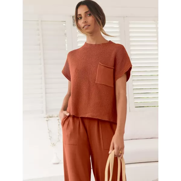 Caracilia Women's Fashion Two Piece Outfits Sweater Sets Cozy Knit Tops &amp; Casual Pants Tracksuit Lounge Sets