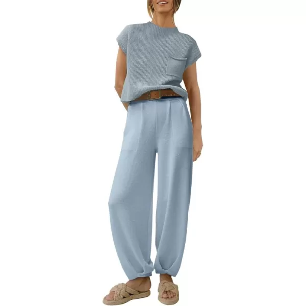 Caracilia Women's Fashion Two Piece Outfits Sweater Sets Cozy Knit Tops &amp; Casual Pants Tracksuit Lounge Sets