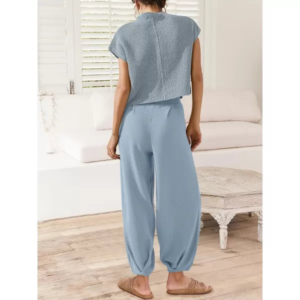 Caracilia Women's Fashion Two Piece Outfits Sweater Sets Cozy Knit Tops &amp; Casual Pants Tracksuit Lounge Sets