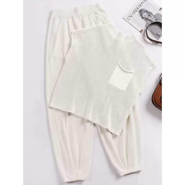 Caracilia Women's Fashion Two Piece Outfits Sweater Sets Cozy Knit Tops &amp; Casual Pants Tracksuit Lounge Sets