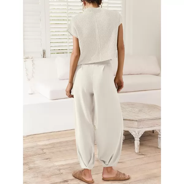 Caracilia Women's Fashion Two Piece Outfits Sweater Sets Cozy Knit Tops &amp; Casual Pants Tracksuit Lounge Sets