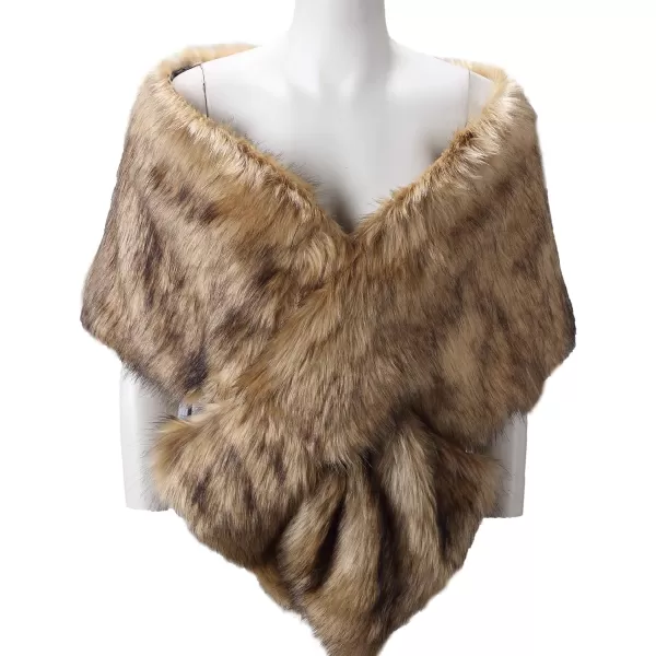 Caracilia Women's Faux Fur Shawl Wraps Stole Cloak Coat Sweater Cape for Evening Party/Bridal/Wedding