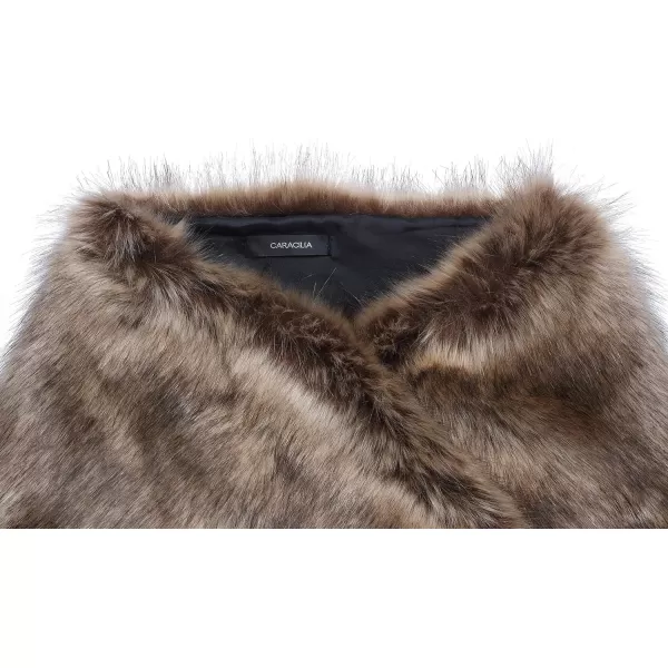 Caracilia Women's Faux Fur Shawl Wraps Stole Cloak Coat Sweater Cape for Evening Party/Bridal/Wedding