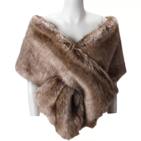 Caracilia Women's Faux Fur Shawl Wraps Stole Cloak Coat Sweater Cape for Evening Party/Bridal/Wedding