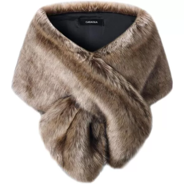 Caracilia Women's Faux Fur Shawl Wraps Stole Cloak Coat Sweater Cape for Evening Party/Bridal/Wedding