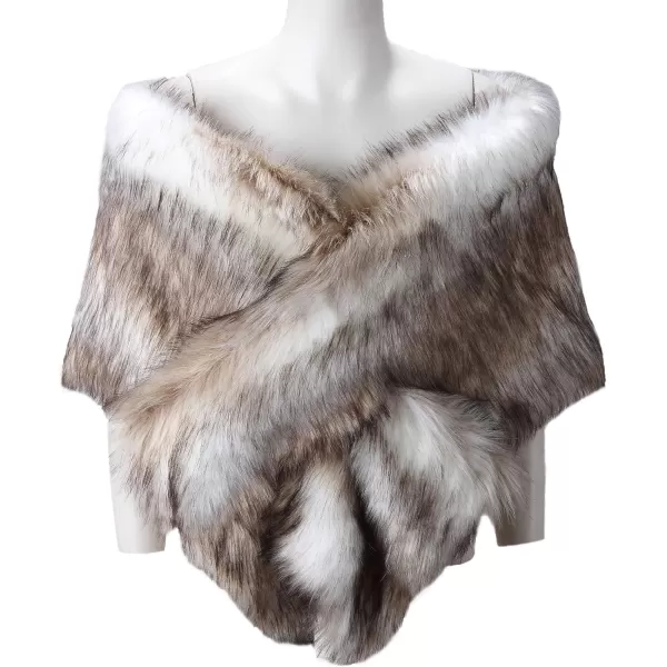 Caracilia Women's Faux Fur Shawl Wraps Stole Cloak Coat Sweater Cape for Evening Party/Bridal/Wedding