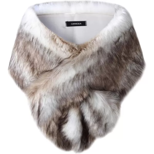 Caracilia Women's Faux Fur Shawl Wraps Stole Cloak Coat Sweater Cape for Evening Party/Bridal/Wedding