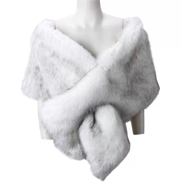 Caracilia Women's Faux Fur Shawl Wraps Stole Cloak Coat Sweater Cape for Evening Party/Bridal/Wedding